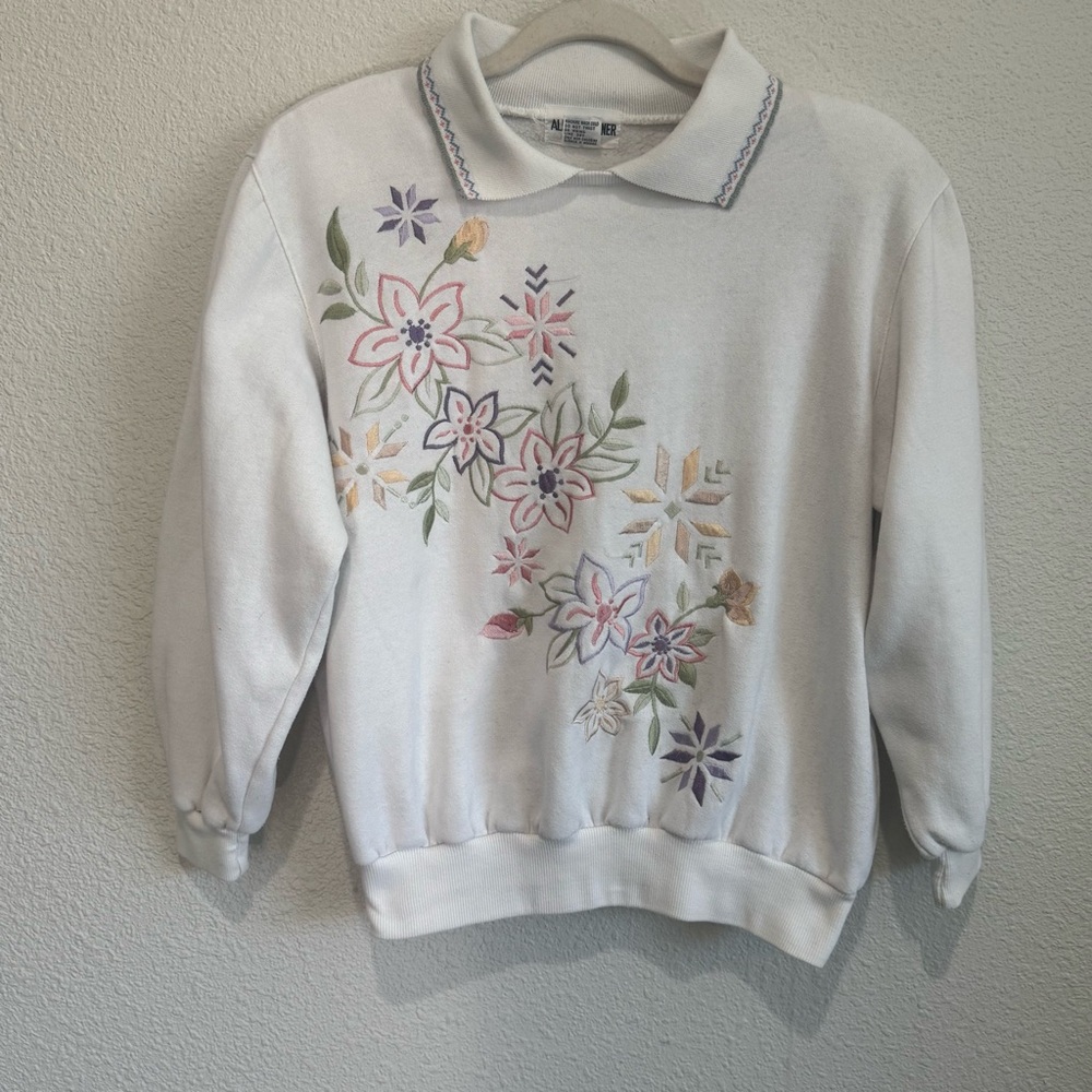 VTG Alfred Dunner Womens Small Floral‎ Pullover Grandma Sweatshirt Cottagecore